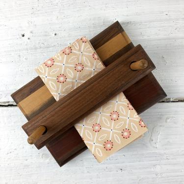 Fine wood laminated napkin holder - cocktail napkin size - handmade vintage 