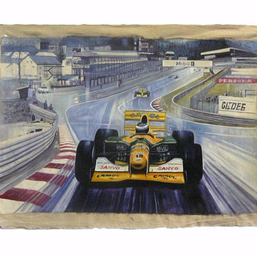Formula One Race Cars On Track Oil Paint Canvas Art Wall Decor cs336E 