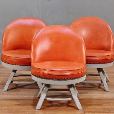 Retro Orange Vinyl &amp; Wood Barrel Chair – ONLINE ONLY