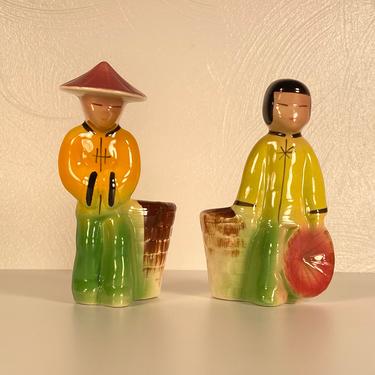 Pair of 1950's Asian Boy &amp; Girl Planters 