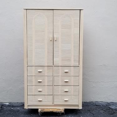 Stunning Vintage Pencil Reed Rattan Armoire . 