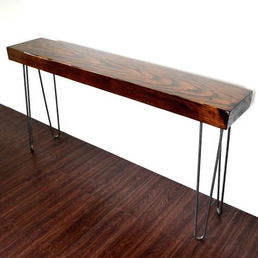 Console Table Reclaimed Wood Industrial Beam On Hairpin Legs SALE ITEM 