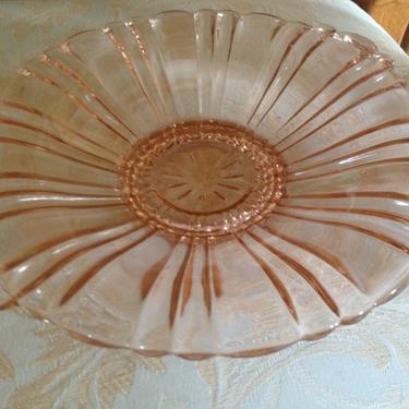 Vintage  Salmon Pink Scalloped Edge Serving or candy Bowl  8 1'2&amp;quot; 