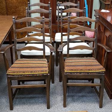 Item #R19 Set of Six Vintage Oak Ladderback Dining Chairs c.1940s