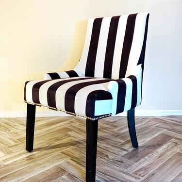 Striped White and Deep Purple Accent Chairs 