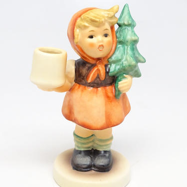 Vintage Hummel Candle Holder Girl with Fir Tree #116, Goebel W. Germany, Hand Painted for Nativity Putz, TMK 5 