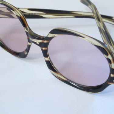 Vintage Tortoiseshell Glasses Mod Eyewear 1960s Italian Sunglasses Italy Eyeglasses 70s Hipster Glasses Brown Amber Tiger Stripe Frames 