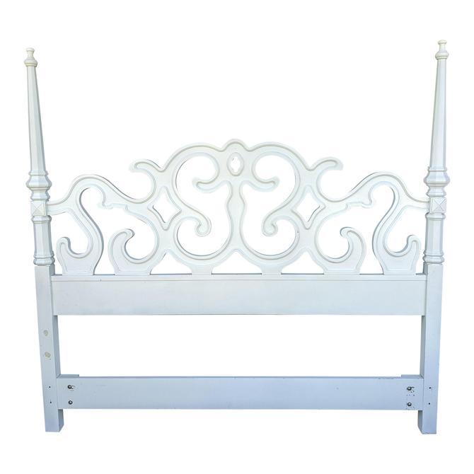 Vintage White Scalloped Scrolled Queen, Vintage White Queen Headboard
