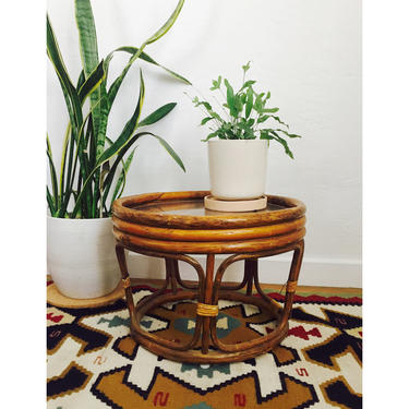 Vintage Bent Bamboo Side Table / Plant Stand 