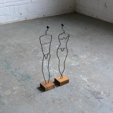 Vintage Male & Female Wire Sculptures by Laurids Lonborg for IKEA 