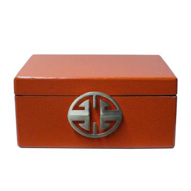 Oriental Round Hardware Orange Rectangular Container Box Large cs5517CE 