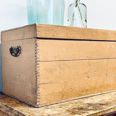 Antique Wood Matches Shipping Crate | MATCHES Wooden Box | Found Industrial Crate Storage | Small Painted Trunk | Storage | Dovetail Joints 