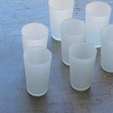 Set Frosted Glasses Mid Century Modern Frosted Tumblers Satin Glass Set Frosty Water Glasses Wine Glasss Stemless Barware Retro Barware 