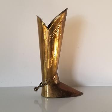 Antique  English Brass Boot Umbrella Stand 