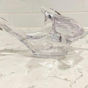 Vintage Clear Glass Flying Bird Bowl, Antique Heavy Glass Flying Bird Catch All Bowl by LeChalet