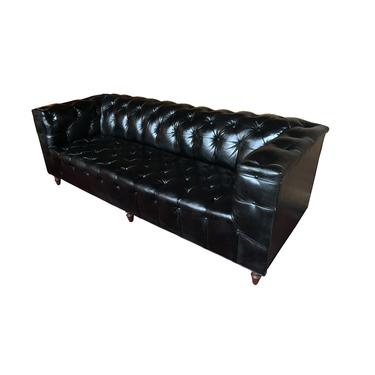 1960s Leather Chesterfield Sofa in the Style of Edward Wormley