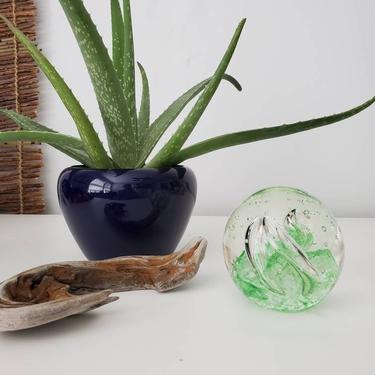 Controlled Bubble Art Glass Orb Paperweight 