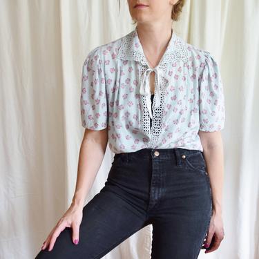 1930s/40s Cropped Floral Rayon Jacket | Bedjacket 