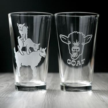 GOAT Pint Beer Glass - Greatest Of All Time baby goats kids 