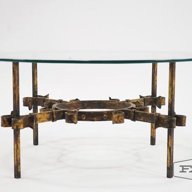 Brutalist Iron Distressed Gold Coffee Table