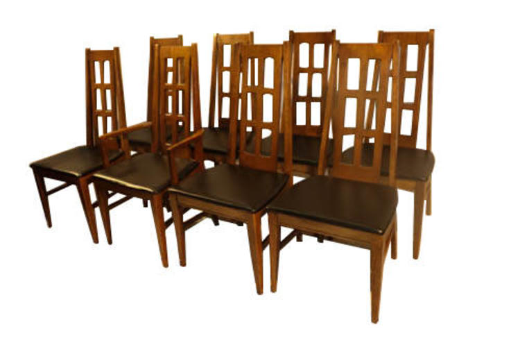 Mid Century Modern Bassett Dining Chairs eight 