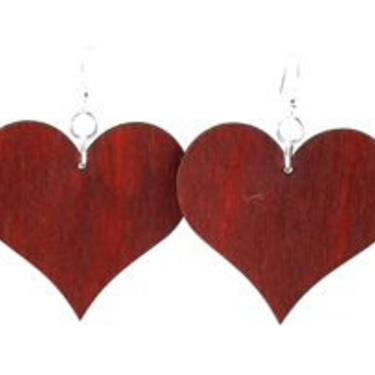 Large Solid Heart - Wood Earrings 
