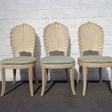 Dining Chairs Grotto Italian Carved Wood Seashell Shell Back Dining Set Chair Miami Beach Regency Seating Vintage Tropical Glam Hollywood 