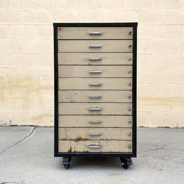 1970s Vintage Stacor Industrial Cabinet with 10-Drawers