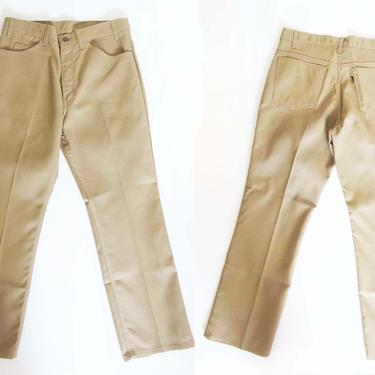 Vintage Levis Sta Prest Pants 33 x 29- 1970s Tan Brown Levi's Trouser Pants - Straight Leg Levis - Black Levi's Tab - Mens 70s Levis Pants 