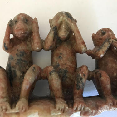Vintage Carved Soapstone (3)  Monkeys &amp;quot;See No Evil, Hear No Evil and Say No Evil&amp;quot; 2.5&amp;quot; 