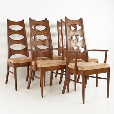 Mid Century Kent Coffey Perspecta Walnut Dining Chairs - Set of 6 - mcm 