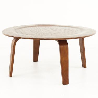 Eames Style Mid Century Bentwood Round Coffee Table - mcm 