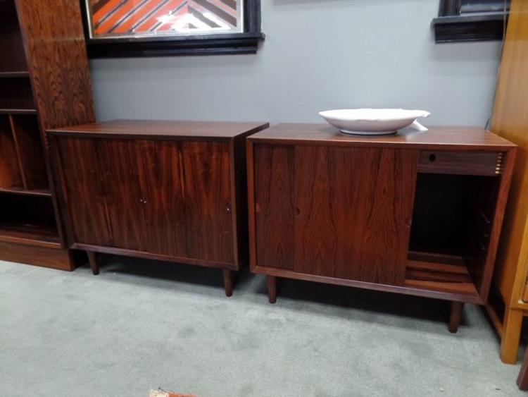 Pair of Danish Modern rosewood small cabinets by Cado