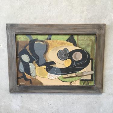 1950's Print on Masonite Framed Abstract Still Life by George Braque