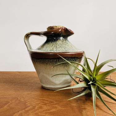 Vintage studio pottery jug or cruet / handmade ceramic vessel for serving / boho kitchen decor 