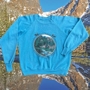 70s 80s Rocky Mountain Colorado blue graphic sweatshirt 
