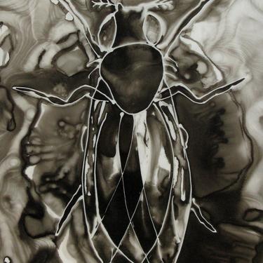 Drosophila Melanogaster 5: Ink painting on Yupo (poly paper) Science Art 