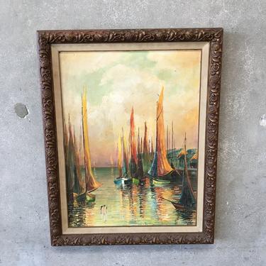 Mid Century Modern Painting of Sailboat's by P.H. Schuchord