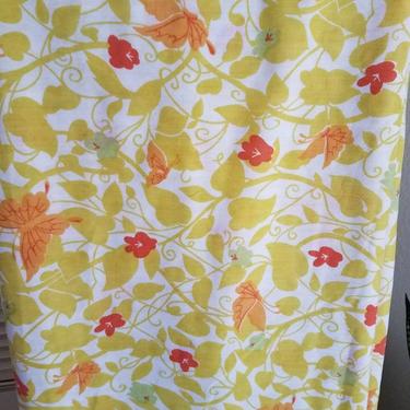 Vintage 60s Butterfly Flower Poower Iconic Print Sheet/Fabric MOD/ MCM 