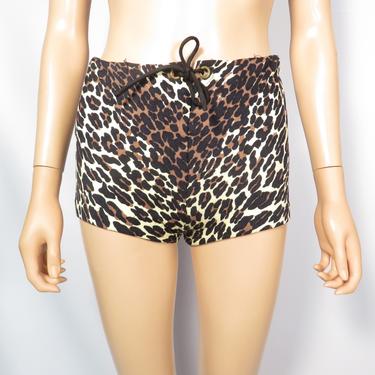 Vintage 60s Leopard Print Full Coverage Boy Short Bathing Suit Bottoms Size S/M 