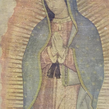 Original Framed Print of Our Lady of Guadalupe, Virgin Mary, Madonna, Votive Retablo Art, Vintage Religious Church Art 