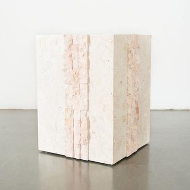 Carved Stone Pedestal Side Table