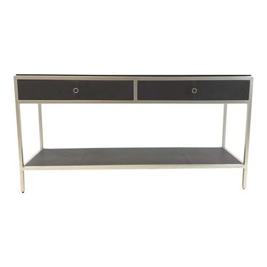 Caracole Modern Charcoal Black Leather and Metal Uptown Console Table