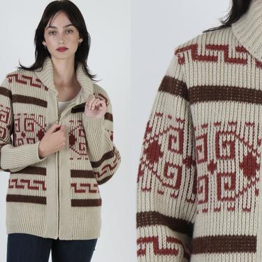 The Big Lebowski Cardigan Sweater / Vintage 1970s Pendleton Dude Sweater / 70s Mens Westerley Wool Zip Up Cowichan Jacket Medium M 