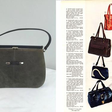 Dark & Stormy Looks - Vintage 1950s 1960s NOS Dark Smoke Gray/Grey Vinyl Handbag Purse 