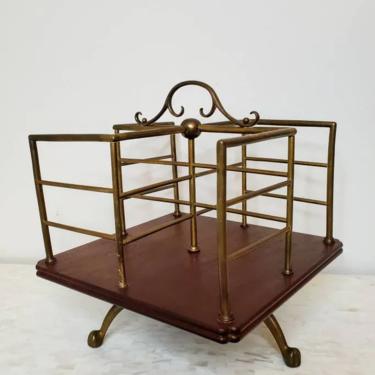 Antique Victorian Brass Mounted Revolving Book Stand / Wine Bottle Rack Counter Display by Hall BM Birmingham 