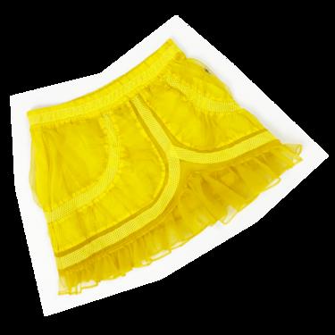 Jean Paul Gaultier yellow sport mesh ruffle skirt