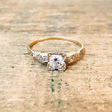 Vintage Gold Ring, Engagement Ring, 14K Gold Ring, 14K Yellow Gold, Diamond Ring, Wedding Jewelry, Vintage Jewelry, Statement Ring, Gold 14K 