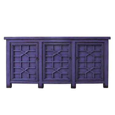 Distressed Purple Lacquer Finish High Credenza Console Buffet Table cs5378S