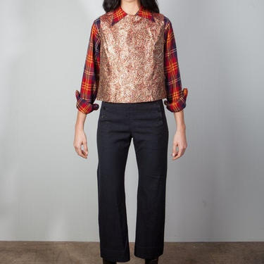 vintage 1950s 1960s paisley lame top | vtg 50s 60s sleeveless blouse | s/m/l | medium | 4/6/8 